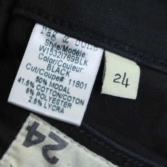 Rag & Bone Flexi Nina Skinny Smooth & Sculpt Denim Black Jeans Size 24 - Picture 9 of 11